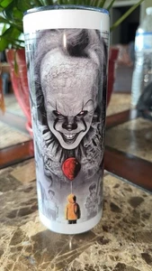 Pennywise IT Clown Tumbler 20oz Stainless Steel Straw Insulated Cup Mug New - Picture 1 of 10