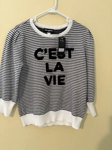 Karl Lagerfeld Black and White Striped Sweater - Picture 1 of 3
