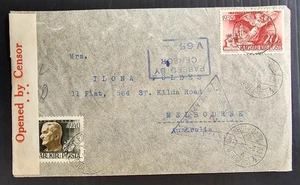 1940 Hungary Censor Cover ties 2 Stamps cd Budapest-Melbourne - Picture 1 of 2