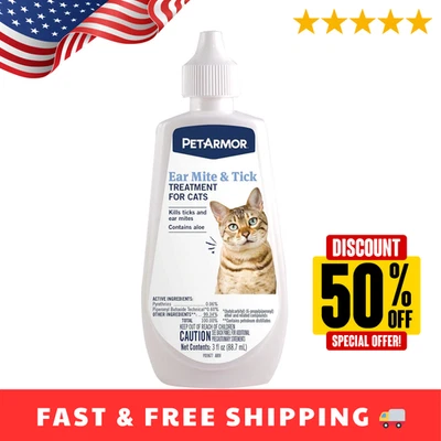 PET ARMOR PetArmor Ear Mite Treatment for Cats, Ear Mite Medicine Kills Ticks and Ear Mite