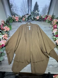 Chicos Sweater Open Front Cardigan Wrap One Size Women’s Brown Ribbed Knit Shawl - Picture 1 of 11