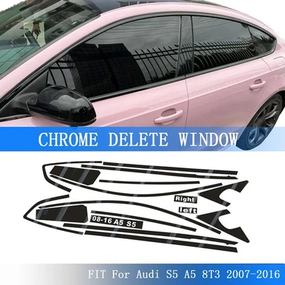 Glossy Black Chrome Delete Window Trims For Audi S5 A5 8T3 2007-2016 Foto 1 de 4