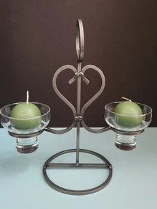 DÄNISCH Schmiedeeisen HERZ DESIGN HERZSTÜCK 2 GLAS TASSEN KERZENSTÄNDER DÄNEMARK - Bild 1 von 13