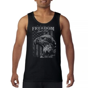 Freedom Isn’t Free Eagle Tank Top Patriotic American Military DD 214 Men's Top - Picture 1 of 15