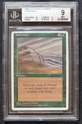 Hurricane MTG 4th Edition ALTERNATE BGS Mint 9 = PSA/CGC 10 uncommon--very rare! - Image 1 of 2