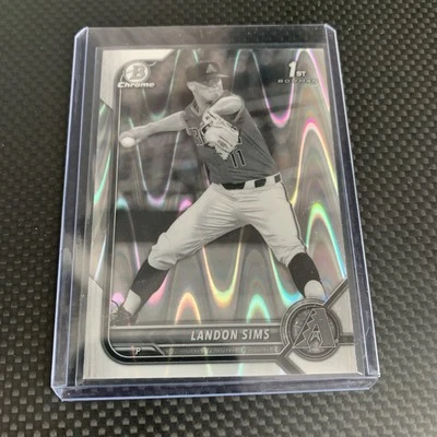 2022 Bowman Draft Chrome Landon Sims Black & White Raywave Refractor #BDC-72 - Image 1 of 2