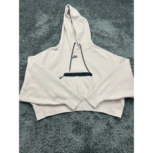 Nike Mujeres Rosa Sudadera con Capucha UK XS Recortada Cuadrada Frontal Cremallera Bolsillo - Imagen 1 de 9