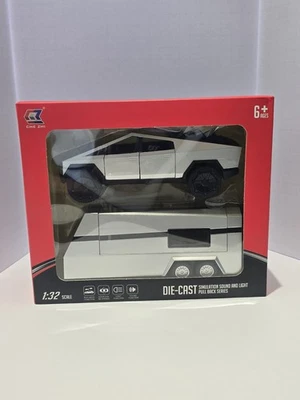 Camioneta pickup Tesla Cybertruck fundido a presión escala 1:32 con remolque cámper autocaravana Foto 1 de 4