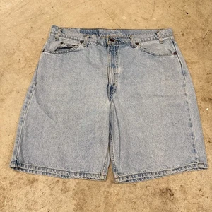Vintage 90s Levis 550 Shorts Mens 38 Orange Tab Light Wash Blue Denim Relaxed - Picture 1 of 10