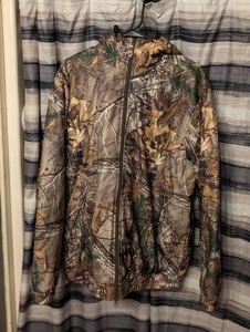 Real Tree Mens Med Hooded Jacket Full Zip Fleece Lined Outdoor Hunting Perfect - Picture 1 of 24