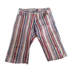 Vintage Y2K Rainbow Striped Tommy Hilfiger Jeans Size 9 Women’s Raw Hem Capris - Picture 1 of 19