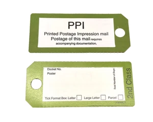 40 x Royal Mail PPI 2nd Class Tags Green Tie On Tags - Picture 1 of 1