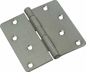 12PC Stanley Hardware 4" Round 1/4" Corners Satin Chrome Door Hinges S821-642 - Picture 1 of 2