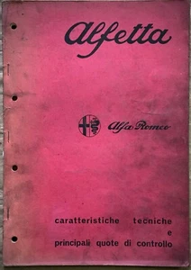 ALFA ROMEO ALFETTA-Manuale tecnico originale-Caratteristiche tecniche-1972- - Foto 1 di 1