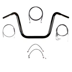 1 1/4" BBlack 12" Ape Hanger Handlebar Kit 2011-2015 Harley Softail Fatboy NoABS - Picture 1 of 2