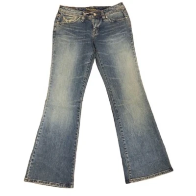 Pantalones de mezclilla azul corte bota pierna acampanada lavado claro elástico Union Bay para mujer talla 9 Foto 1 de 4