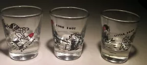 Vintage cartoon shot glasses half long little lot of 3 - Picture 1 of 2