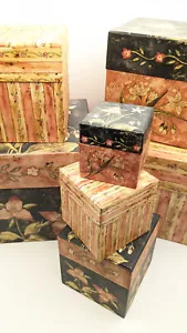 Bobs Boxes Primitives Set of 7 Nesting Boxes Karen Hillard Good 2002 Lang - Picture 1 of 7