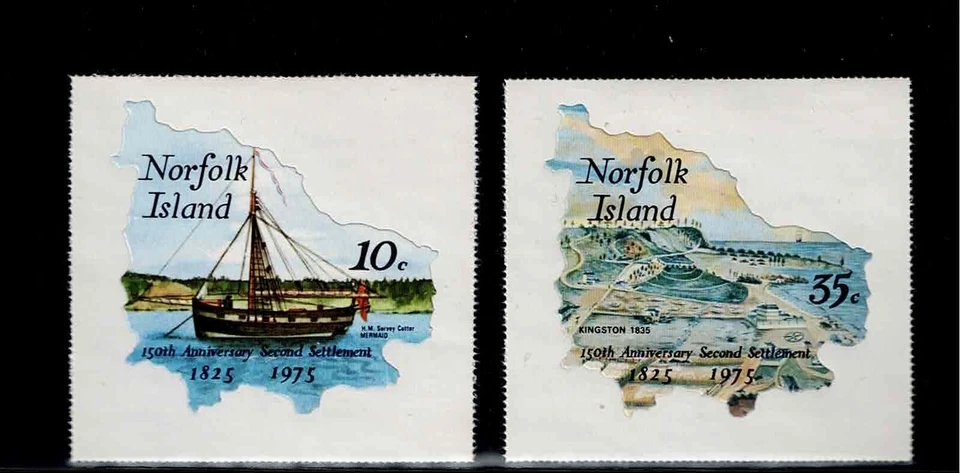 Norfolk Island Scott No185-86, синглы 1975 Second Settlement FVF как новые без наклеек и следов - Изображение 1 из 1