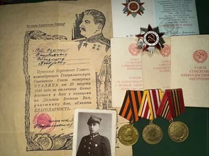 WWII GROUP Of Order 3 Medals 4documents Photo and letter of gratitude - Picture 1 of 18
