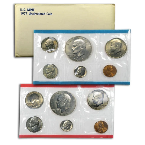 1977 US Mint Set Uncirculated 12 Coin Set Philadelphia & Denver P & D Cover