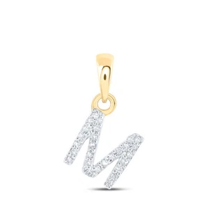 10kt Yellow Gold Womens Round Diamond M Initial Letter Pendant 1/20 Cttw - Picture 1 of 1