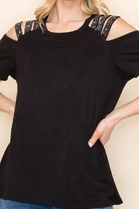 nwt VOCAL SHIRT  SM-XL western crystal bling BLACK CONCERT biker rocker party - Picture 1 of 4