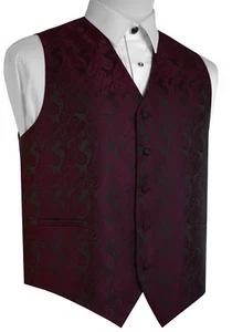 MEN'S BERRY PAISLEY FORMAL TUXEDO VEST. WEDDING PROM DRESS CRUISE HOMECOMING - Picture 1 of 4