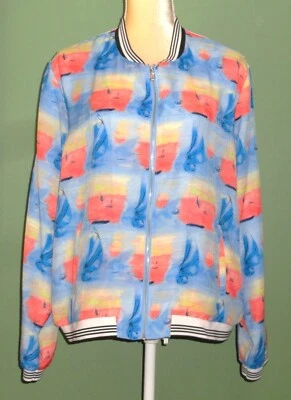NWT Rafaella Weekend Jacket ~ Womens XL ~ Blue/Orange ~ Cabana Party - Image 1 of 4