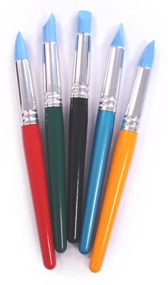 MAJOR BRUSHES 5er Pack Silikon Gummi TIP Bürsten Former Bürste Farbe Kleber Keramik Pastell 6008-5