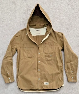 NEW VANS "OFF THE WALL" Chore Jacket MED. Tan HEAVY Canvas Button Up & Hooded - Picture 1 of 8