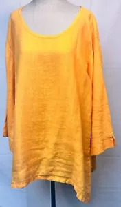 Shepard's Leinenkleidung hell mandarine Leinen Tunika Top beschriftet Gr. XL - Bild 1 von 8