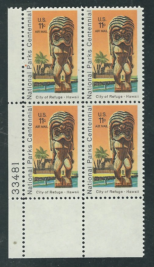 Scott # C-84...11 Cent...Air Mail...Statue...3 Plate Blocks - Image 1 of 1