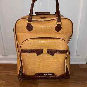 Samantha Brown Yellow Brown Croc Embossed 20" Wheeled Upright Carry On Luggage