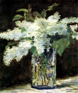 LILAC IN A GLASS 1882 FLOWER STILL LIFE FRENCH PAINTING BY EDOUARD MANET REPRO - Picture 1 of 3