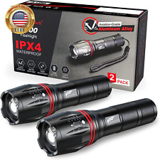 LED Flashlight 2Pack High Lumens,Bright, Zoomable, Waterproof, Powerful, Emergen
