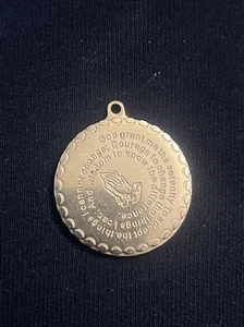 Gold Stainless Steel Serenity Prayer Our Father Round Pendant - Picture 1 of 2