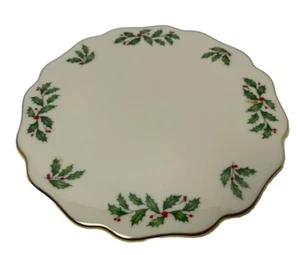 Lenox 7.25" Cheese Tray Christmas Holly Holiday Gold Trim Made in USA Decorative - Picture 1 of 7