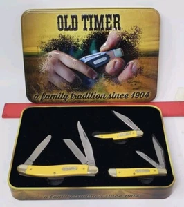 Schrade Old timer Box Set of 3 Yellow Original Never Used - Picture 1 of 10