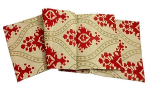 Jute Anahi Kollektion Bedruckt Natur Tischläufer 16x72 cm Schnörkel Gold Rot - Bild 1 von 3