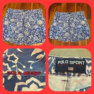 Vtg Polo Sport Ralph Lauren Hawaiian AOP Floral Print Chino Shorts 40 USA MADE - Picture 1 of 9