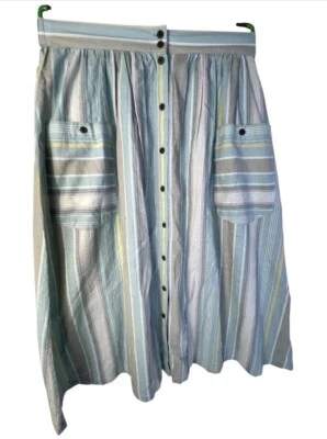 Falda Midi Patagonia Algodón Cáñamo Azul Rayas Pequeña Foto 1 de 4