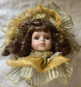 Victorian Style Porcelain Doll Head Ornament Hand Painted Dan Dee Collection - Picture 1 of 5