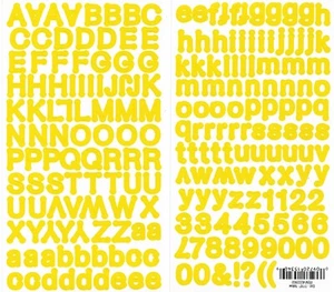 Álbum de recortes letras letras números punto redondo amarillo dos hojas pegatinas artesanales - Imagen 1 de 1