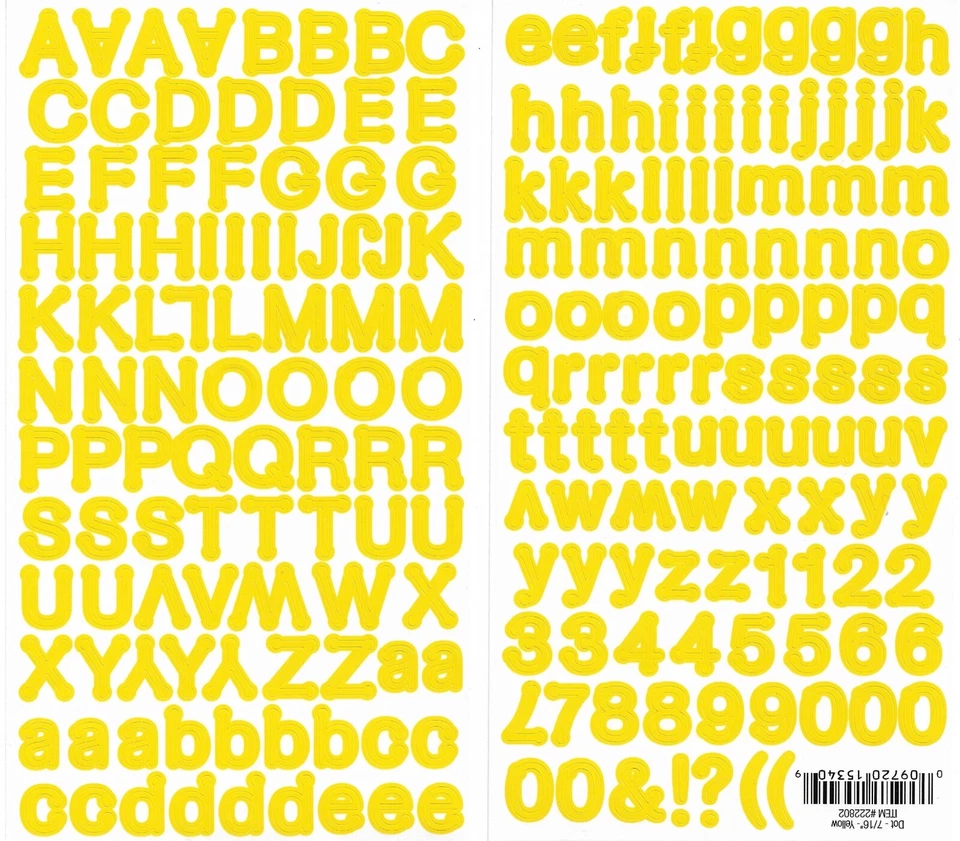 Álbum de recortes letras letras números punto redondo amarillo dos hojas pegatinas artesanales Foto 1 de 1
