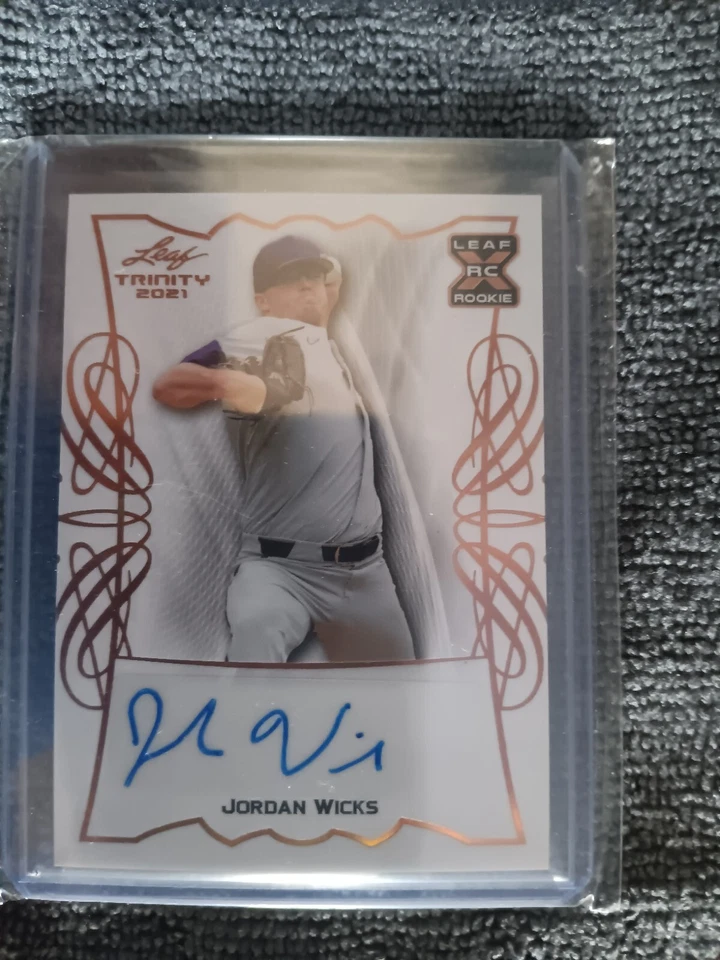 2021 LEAF TRINITY BRONZE JORDAN WICKS AUTO 😎 CHICAGO CUBS 🥵 ⚾️  - Image 1 of 2