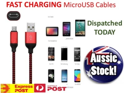 AU Micro USB Data Charger Cable Cord 2.4A Fast Charging for Samsung S7 S6  S5 S4 - Image 1 of 3