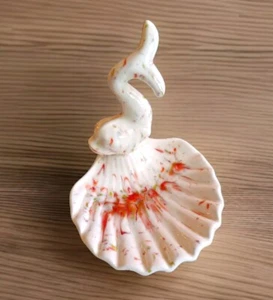 VINTAGE KOI FISCH TROPFEN GLASUR KERAMIK SEIFENSCHALE HOLLYWOOD REGENCY MCM   - Bild 1 von 9