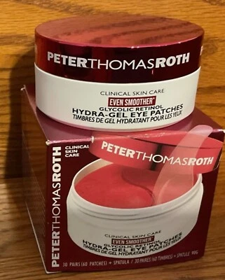 Peter Thomas Roth Even Smoother Glycolic Retinol Hydra-Gel Eye Patches 60 Ct NIB Foto 1 de 4