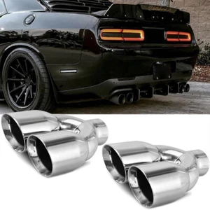 1 Pair Exhaust Muffler Tip Dual Slant Cut 2.5" to 3.5" For Dodge Challenger SRT - Foto 1 di 11